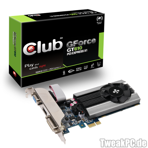 Club3D: GeForce GT 610 mit PCI-Express-x1-Slot
