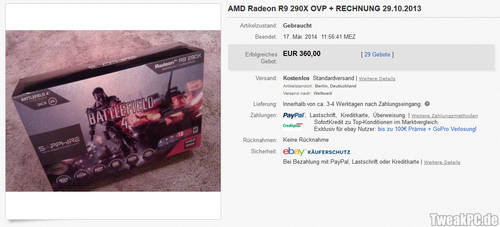 Ebay: Radeon-Grafikkartenkarton für 360 Euro verkauft