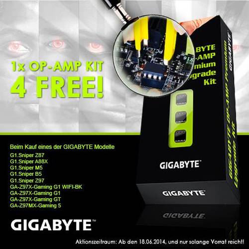 Gigabyte: OP-AMP-Kit gratis beim Kauf eines kompatiblen Mainboards