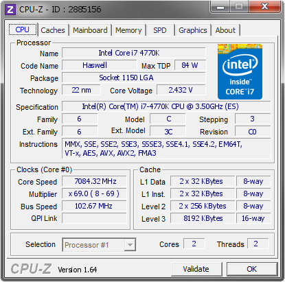 Intel Haswell: Core i7-4770K auf 7084 MHz getrieben