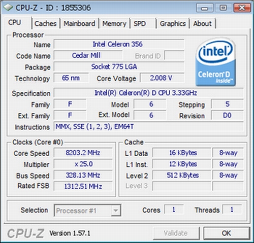 Overclocking: Intel Celeron 356 auf 8,2GHz getrieben