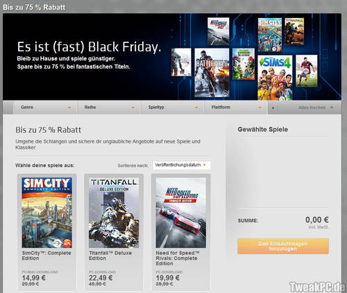 Origin: EA hat Black-Friday-Aktion gestartet - Bis zu 75 Prozent Rabatt