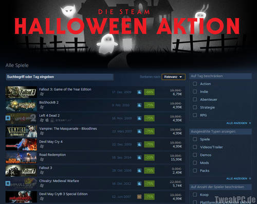 Steam Halloween Aktion: Bis zu 90 Prozent Rabatt auf Gruseltitel
