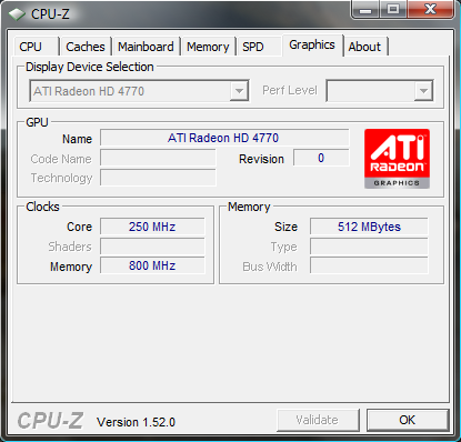 CPU-Z 1.52 Beta mit Details zur Grafikkarte