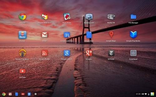 Google Chome OS: Aura-Oberfläche mit Desktop