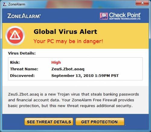 ZoneAlarm: Global Virus Alert ist nur Werbung