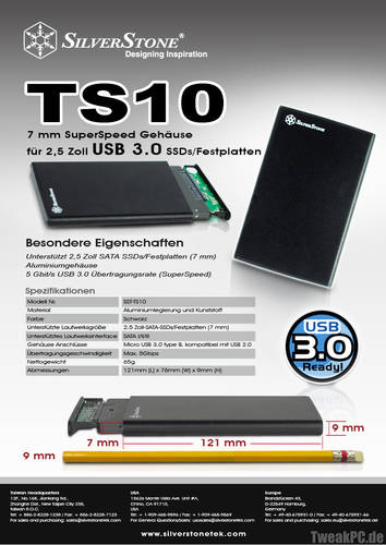 SilverStone Treasure TS10: Gehäuse für 2,5-Zoll-SSDs oder HDDs