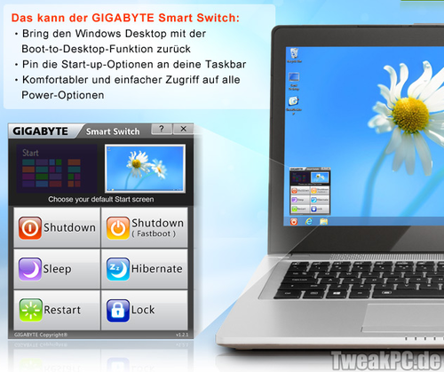 Gigabyte präsentiert eigenen Start-Button für Windows 8