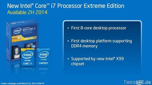 Intel: Erster Prozessor mit acht Kernen und DDR4 für Mitte 2014 angekündigt