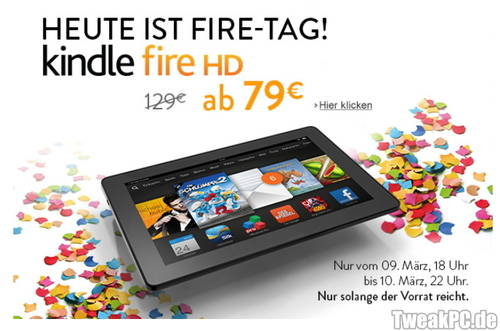 Schnäppchen: Amazon Kindle Fire für nur 79 Euro am Fire-Tag