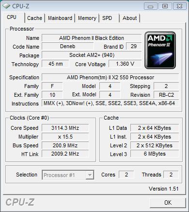 AMD Phenom II X2 550 Black Edition
