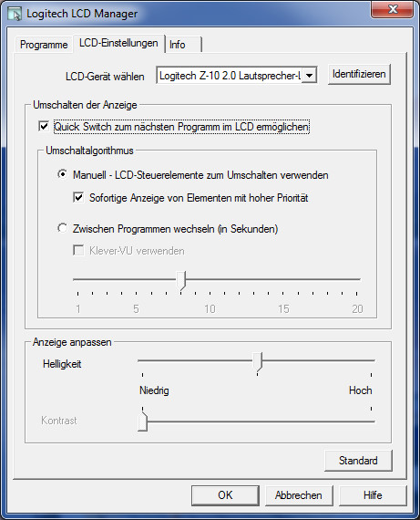 Logitech Z10 LCD Manager