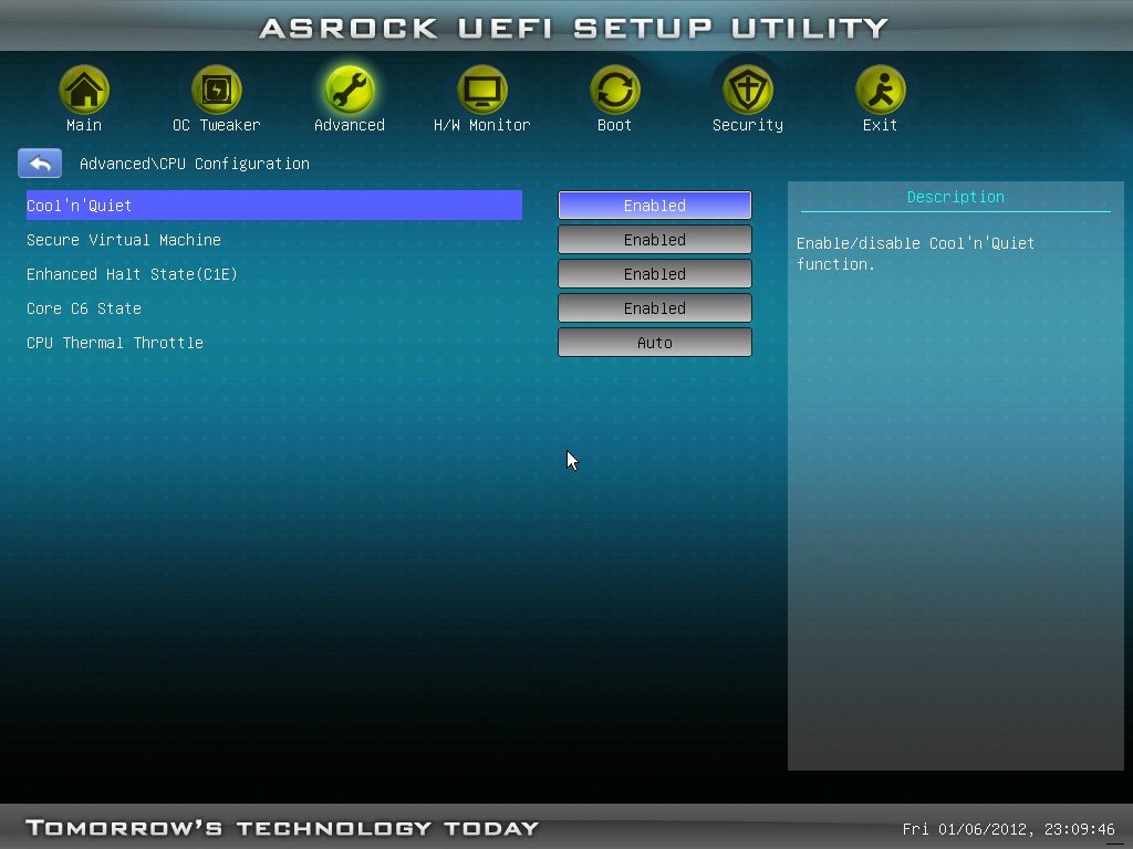 ASRock 890FX Extreme4 Advanced CPU Configuration