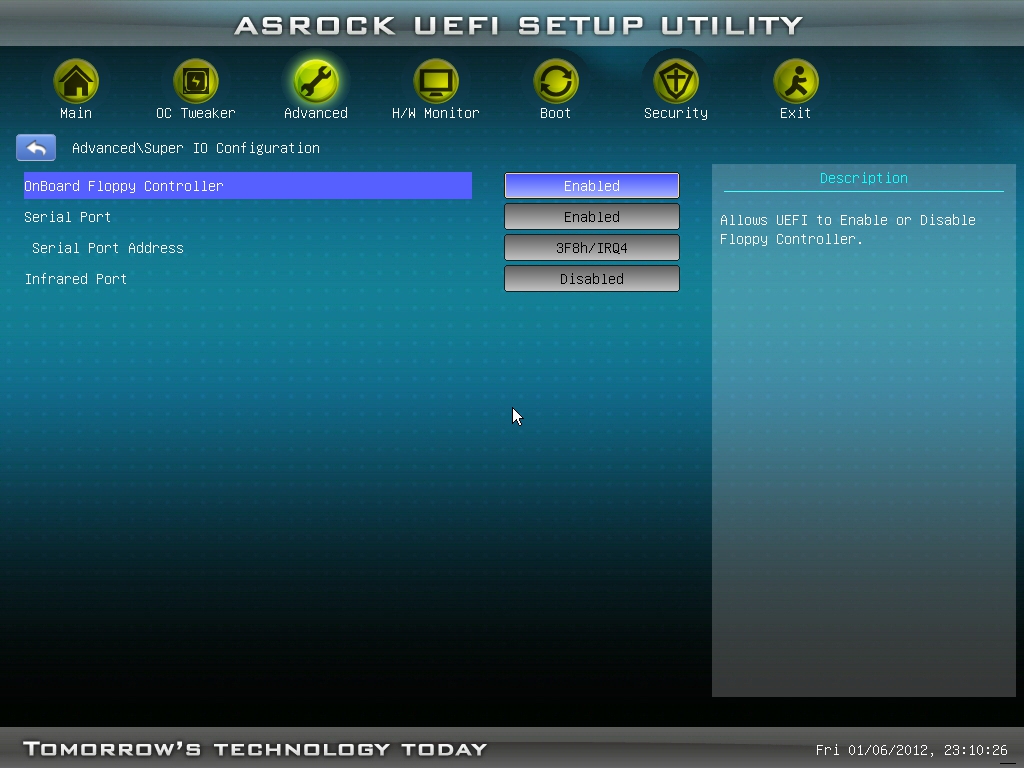 ASRock 890FX Extreme4 Advanced Super IO Configuration