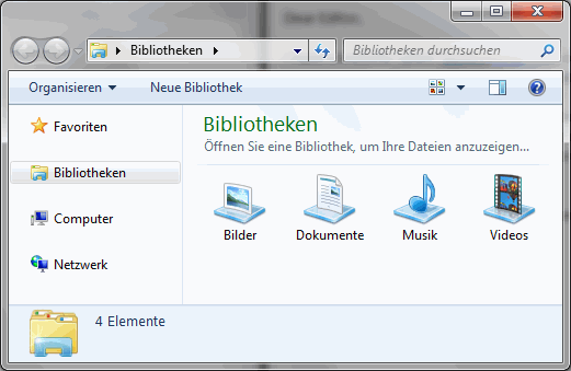 Windows Explorer Bibliotheken