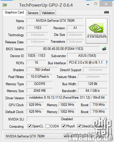 GeForce GTX 760M via GPU-Z-Screenshot geleaked