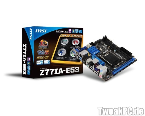 MSI: Mini-ITX-Mainboard Z77IA-E53 vorgestellt