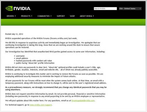 Nvidia: Dev-Zone und Forum gehackt