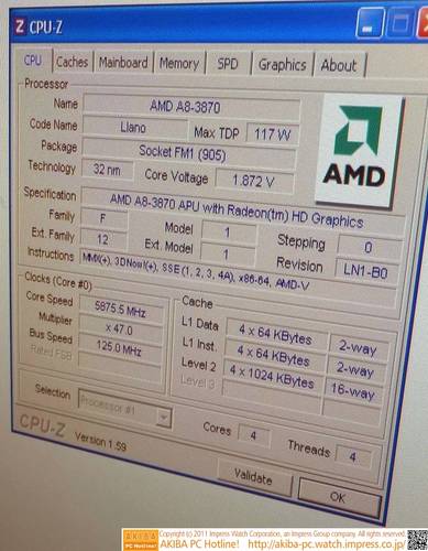 AMD A8-3870K auf 5,87 GHz übertaktet