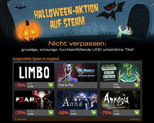 Steam: Halloween-Aktion mit zahlreichen Rabatten