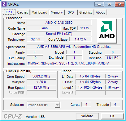 AMD A-3850 Llano APU Overclocking