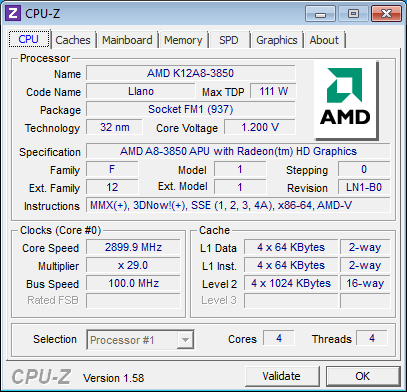 AMD A-3850 Llano APU Undervolting