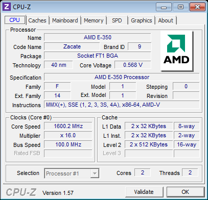 AMD Fusion E-350 APU CPU-Z