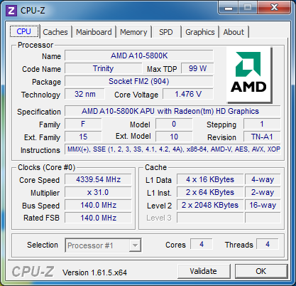 AMD A10-5800K Overclocking Ref
