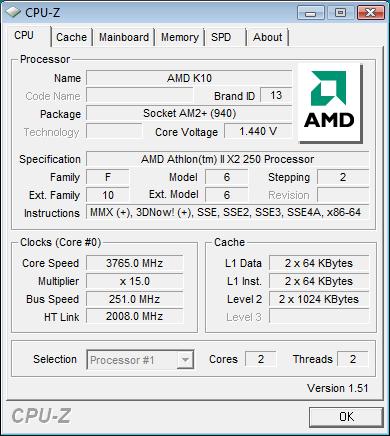 AMD Athlon II X2 250 CPU-Z Overclocking