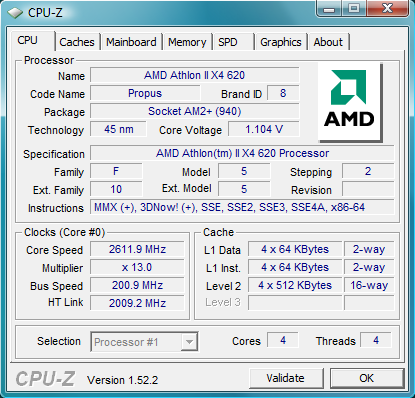 AMD Athlon II X4 620 Undervolting