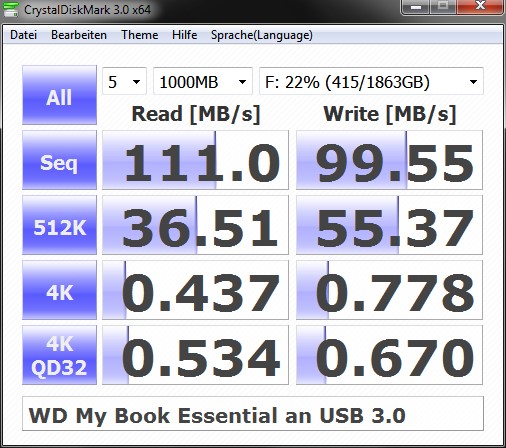 WD My Book Essential DiskMark USB 3.0