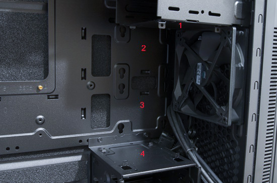 Coolermaster Silencio 352 - Einbauorte für 2,5 Zoll Geräte