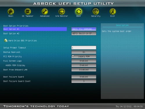 ASRock A75 Pro4/MVP UEFI Boot Options