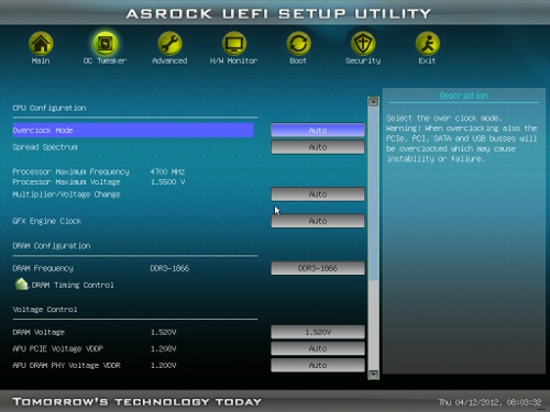 ASRock A75 Pro4/MVP UEFI OC-Tweaker 1